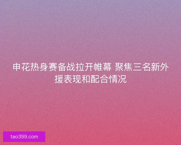 申花热身赛备战拉开帷幕 聚焦三名新外援表现和配合情况