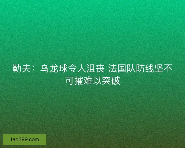 勒夫：乌龙球令人沮丧 法国队防线坚不可摧难以突破