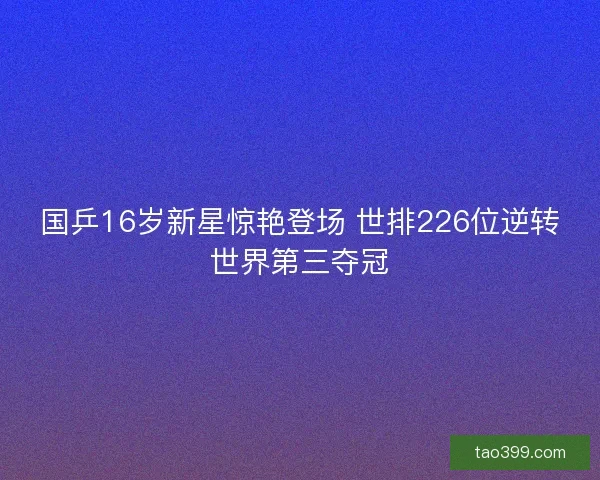 国乒16岁新星惊艳登场 世排226位逆转世界第三夺冠