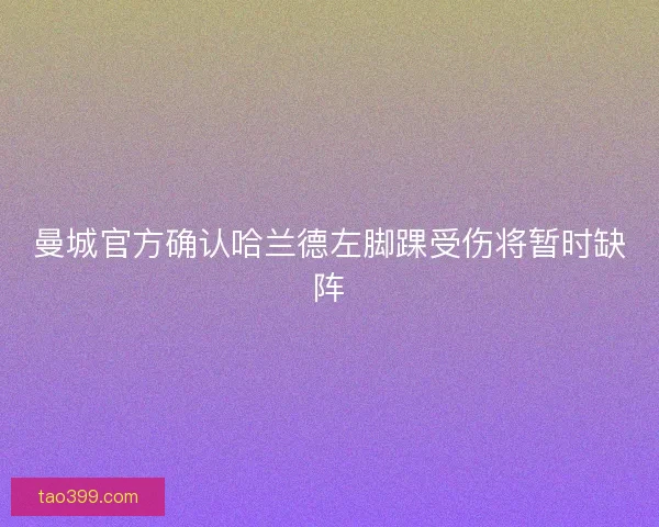 曼城官方确认哈兰德左脚踝受伤将暂时缺阵